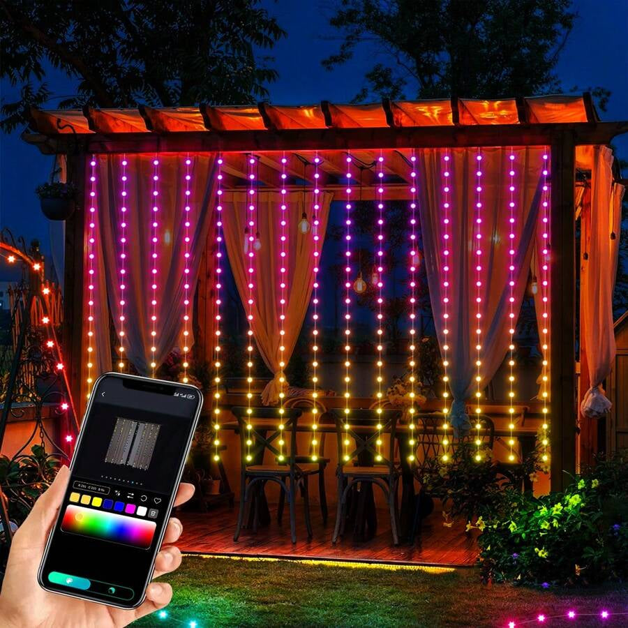 Smart Curtain Lights, Indoor & Outdoor RGB String Lights, Support DIY Pattern