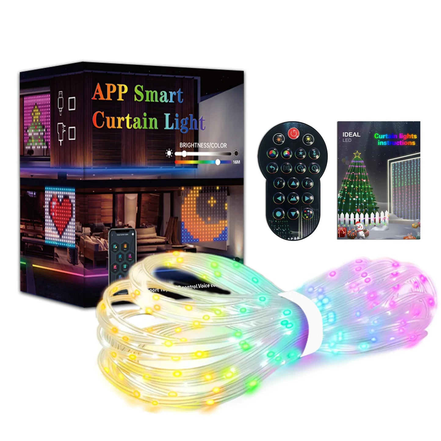 Smart Curtain Lights, Indoor & Outdoor RGB String Lights, Support DIY Pattern