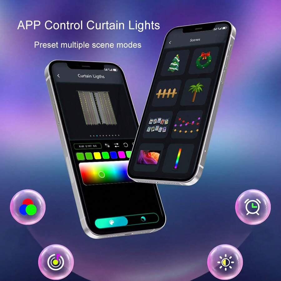 Smart Curtain Lights, Indoor & Outdoor RGB String Lights, Support DIY Pattern